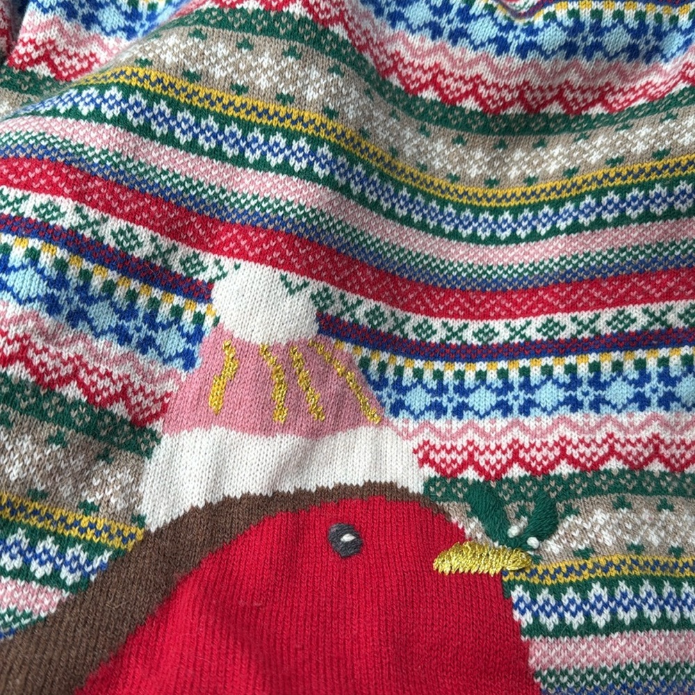 Boden fair isle Robin holiday Christmas sweater wool blend women's XS - Picture 3 of 7